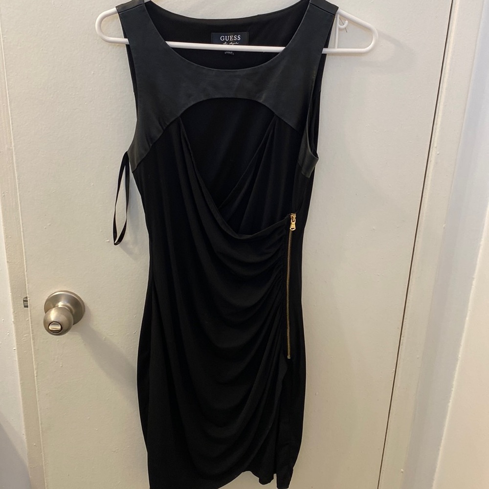Guess Leather and black spandex dress with zipper